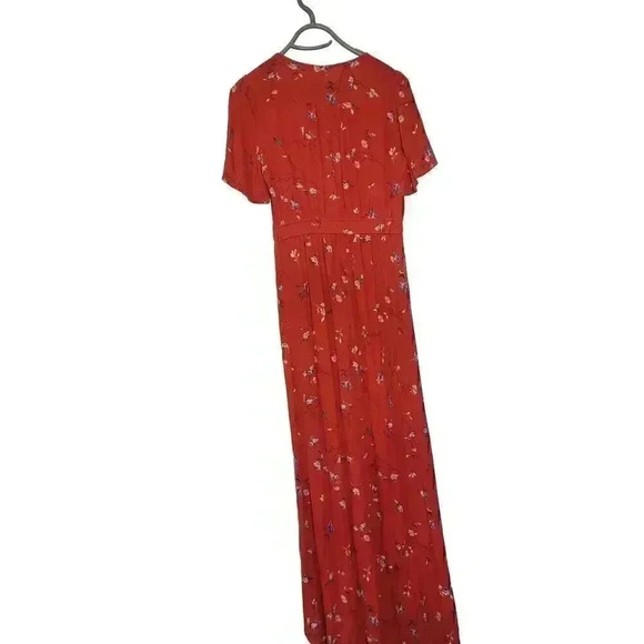 Sky & Sparrow Dress Womens Size M Red Floral High Low Hem Ruffle Button Boho - Picture 3 of 9